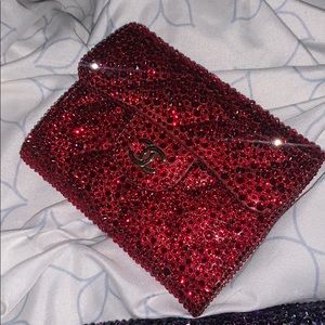 Chanel strassed card holder wallet